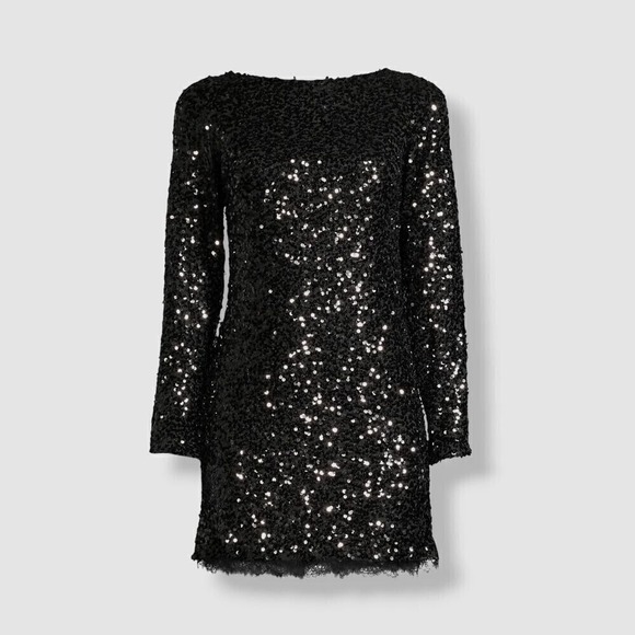Sachin & Babi NWT Cameron Sequin-embellished Mini Dress In Black Sz 12  MSRP 395
